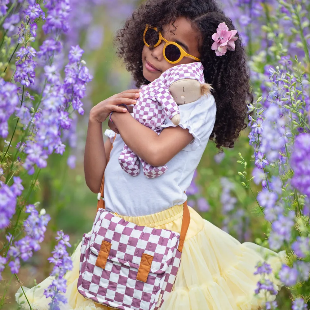 Olli Ella Indoor Play|Doll Accessories|Carrie Convertible Changing Set - Plum Check