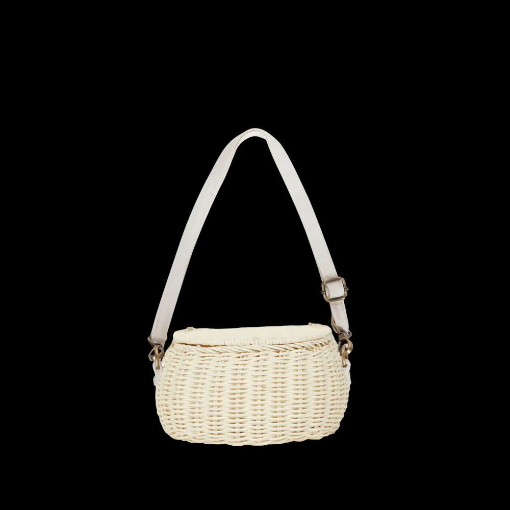 Olli Ella Outdoor Play|To Carry|Mini Chari Rattan Bag - Chalk