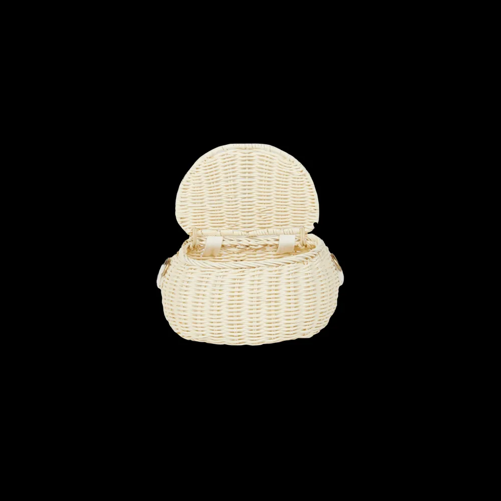 Olli Ella Outdoor Play|To Carry|Mini Chari Rattan Bag - Chalk