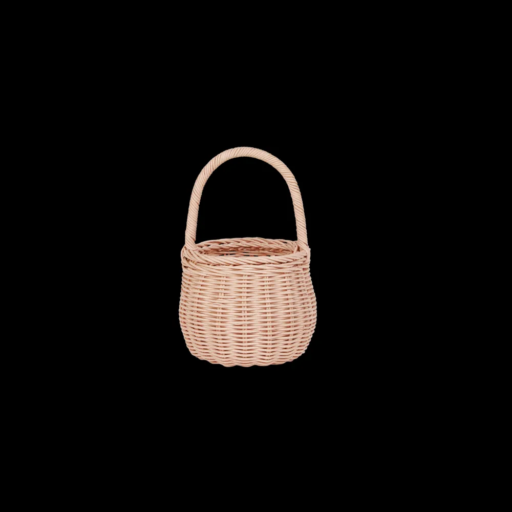 Olli Ella Outdoor Play|To Carry|Rattan Berry Basket - Rose