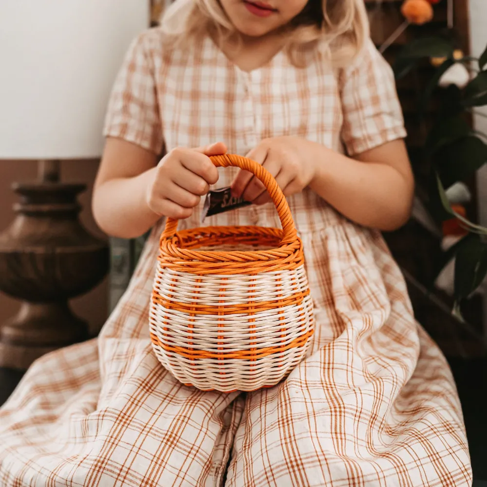 Olli Ella Outdoor Play|To Carry|Rattan Berry Basket - Stripe