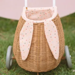 Olli Ella Outdoor Play|Rattan Bunny Luggy with Lining - Gumdrop