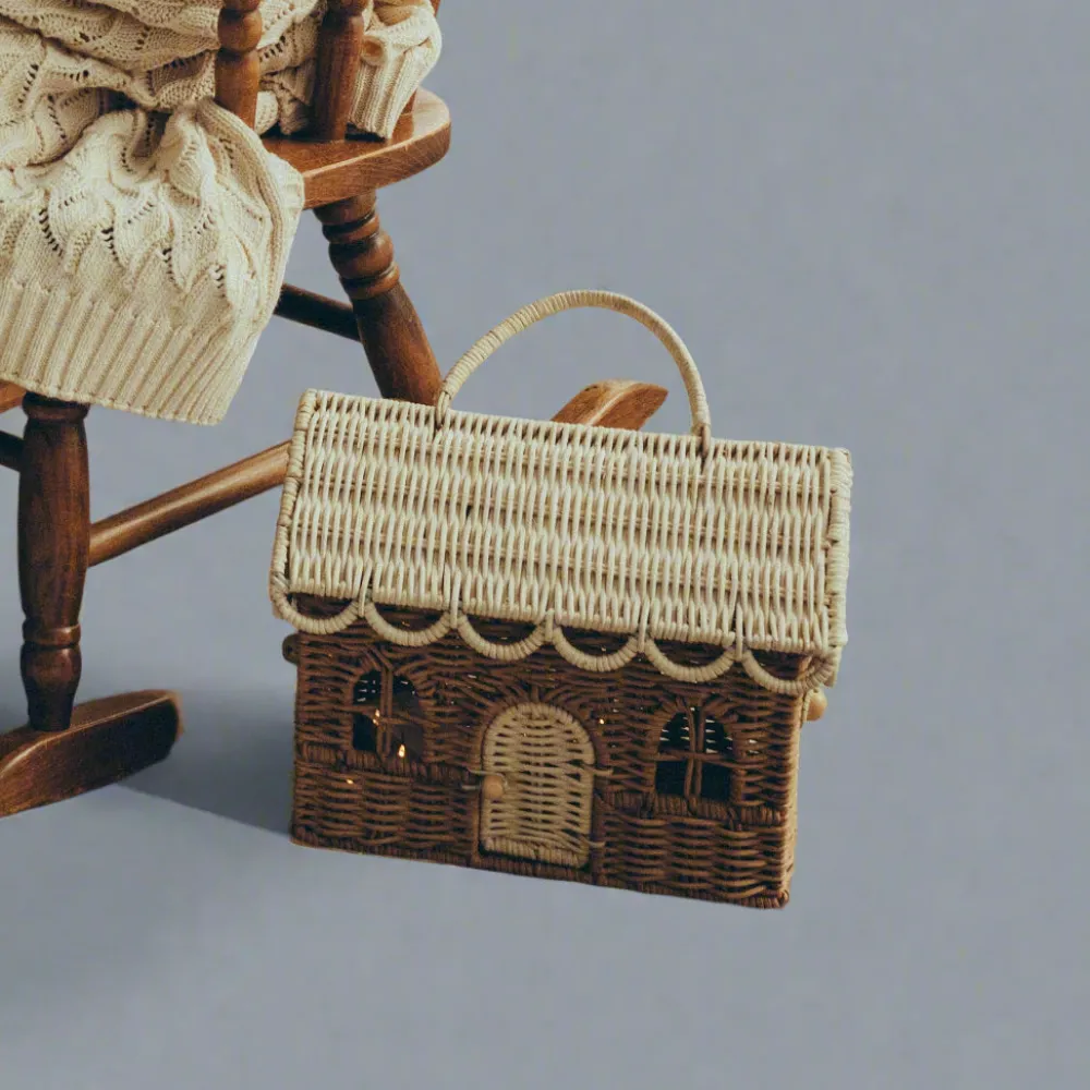 Olli Ella Outdoor Play|For Storage|Rattan Gingerbread Casa Clutch