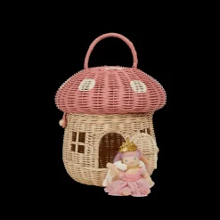 Olli Ella Outdoor Play|For Storage|Rattan Mushroom Basket - Musk