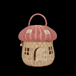Olli Ella Outdoor Play|For Storage|Rattan Mushroom Basket - Musk