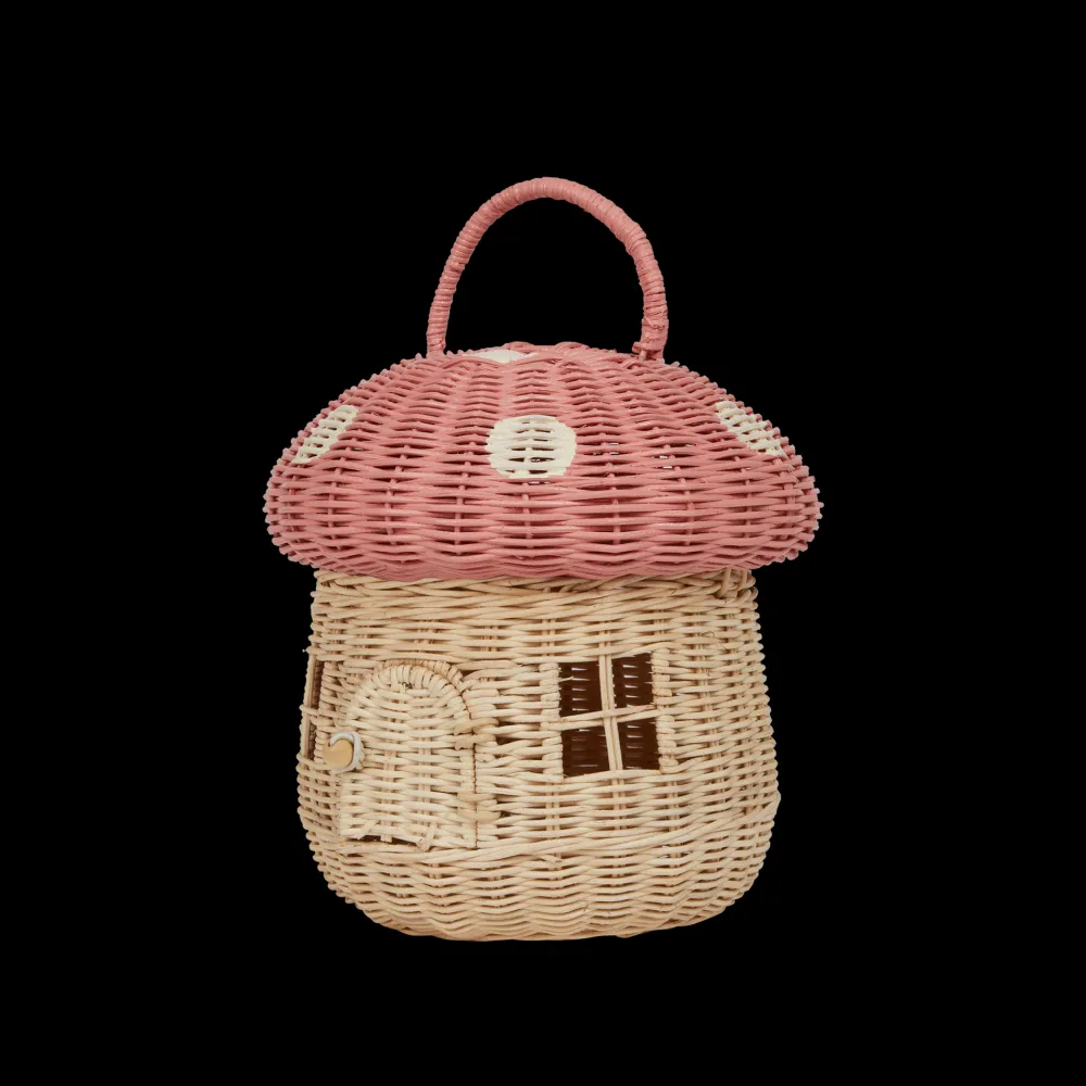 Olli Ella Outdoor Play|For Storage|Rattan Mushroom Basket - Musk