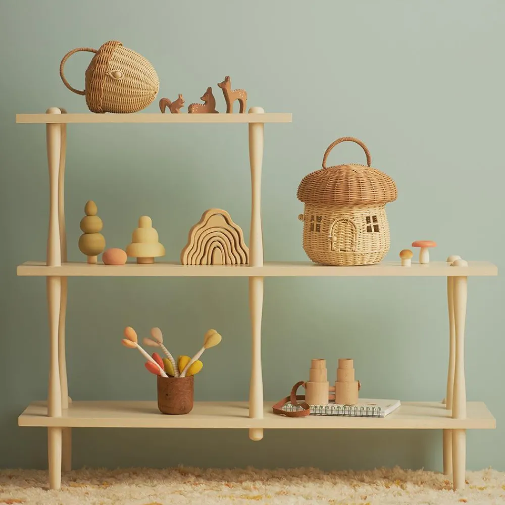 Olli Ella Outdoor Play|For Storage|Rattan Mushroom Basket - Natural