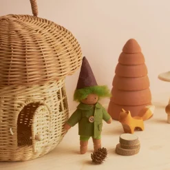 Olli Ella Outdoor Play|For Storage|Rattan Mushroom Basket - Natural