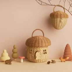 Olli Ella Outdoor Play|For Storage|Rattan Mushroom Basket - Natural