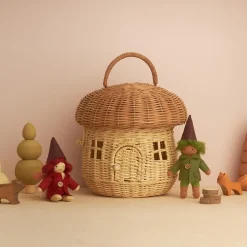 Olli Ella Outdoor Play|For Storage|Rattan Mushroom Basket - Natural