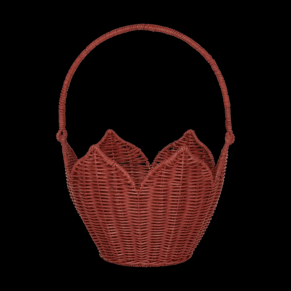 Olli Ella Outdoor Play|To Carry|Rattan Poinsettia Carry Basket - Red