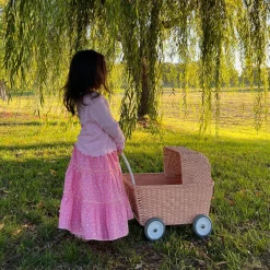 Olli Ella Indoor Play|Outdoor Play|Rattan Strolley - Seashell Pink