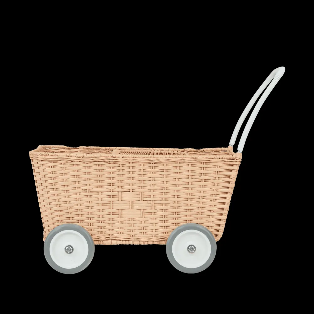 Olli Ella Indoor Play|Outdoor Play|Rattan Strolley - Seashell Pink