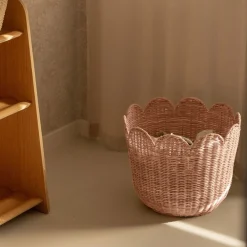 Olli Ella Nursery|Rattan Tulip Basket - Seashell Pink