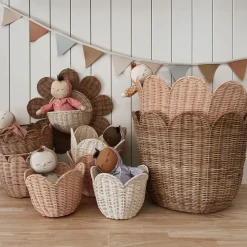 Olli Ella Nursery|Rattan Tulip Basket - Seashell Pink