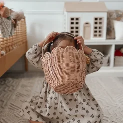 Olli Ella Nursery|Rattan Tulip Carry Basket - Seashell Pink