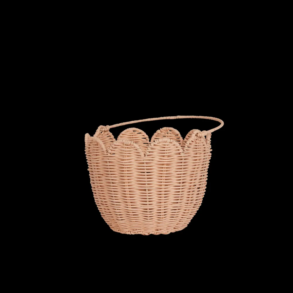 Olli Ella Nursery|Rattan Tulip Carry Basket - Seashell Pink