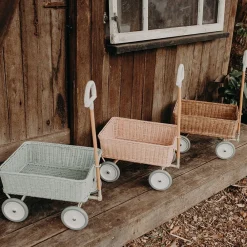 Olli Ella Outdoor Play|On Wheels|Rattan Wonder Wagon - Vintage Blue