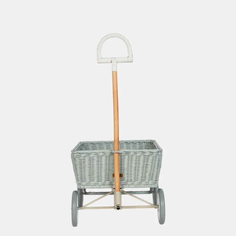 Olli Ella Outdoor Play|On Wheels|Rattan Wonder Wagon - Vintage Blue