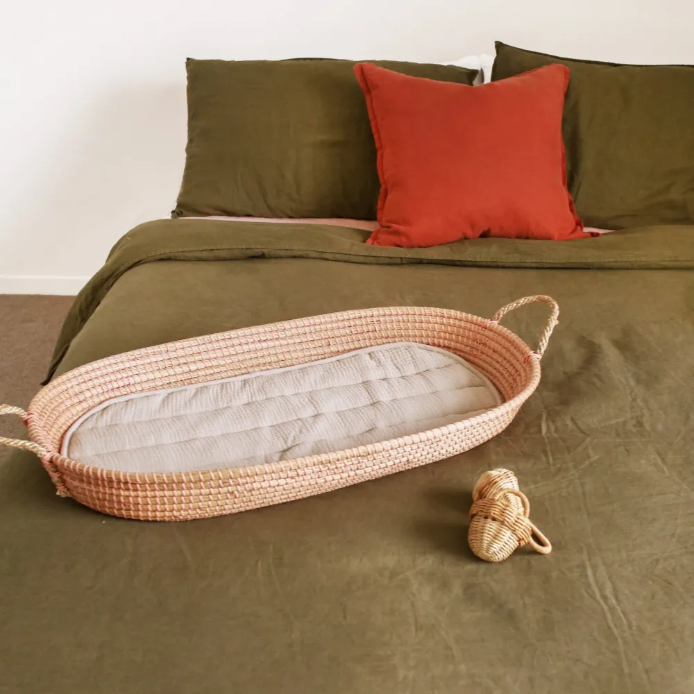 Olli Ella Nursery|Changing Baskets|Reva Seagrass Changing Basket - Rose