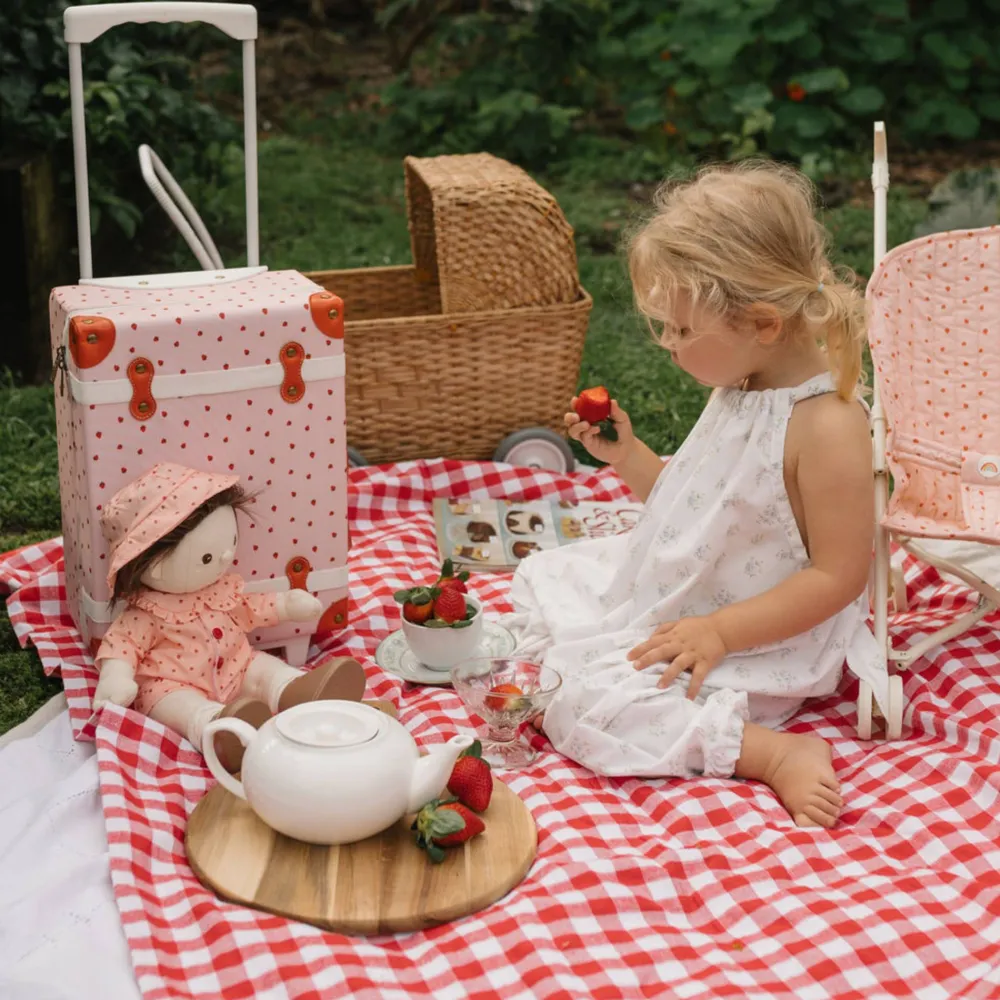 Olli Ella Travel|Travel Bags|See-ya Suitcase - Strawberry