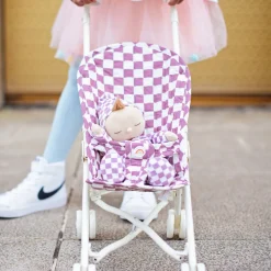 Olli Ella Indoor Play|Doll Accessories|Sollie Stroller - Plum Check