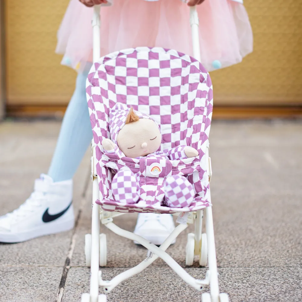 Olli Ella Indoor Play|Doll Accessories|Sollie Stroller - Plum Check