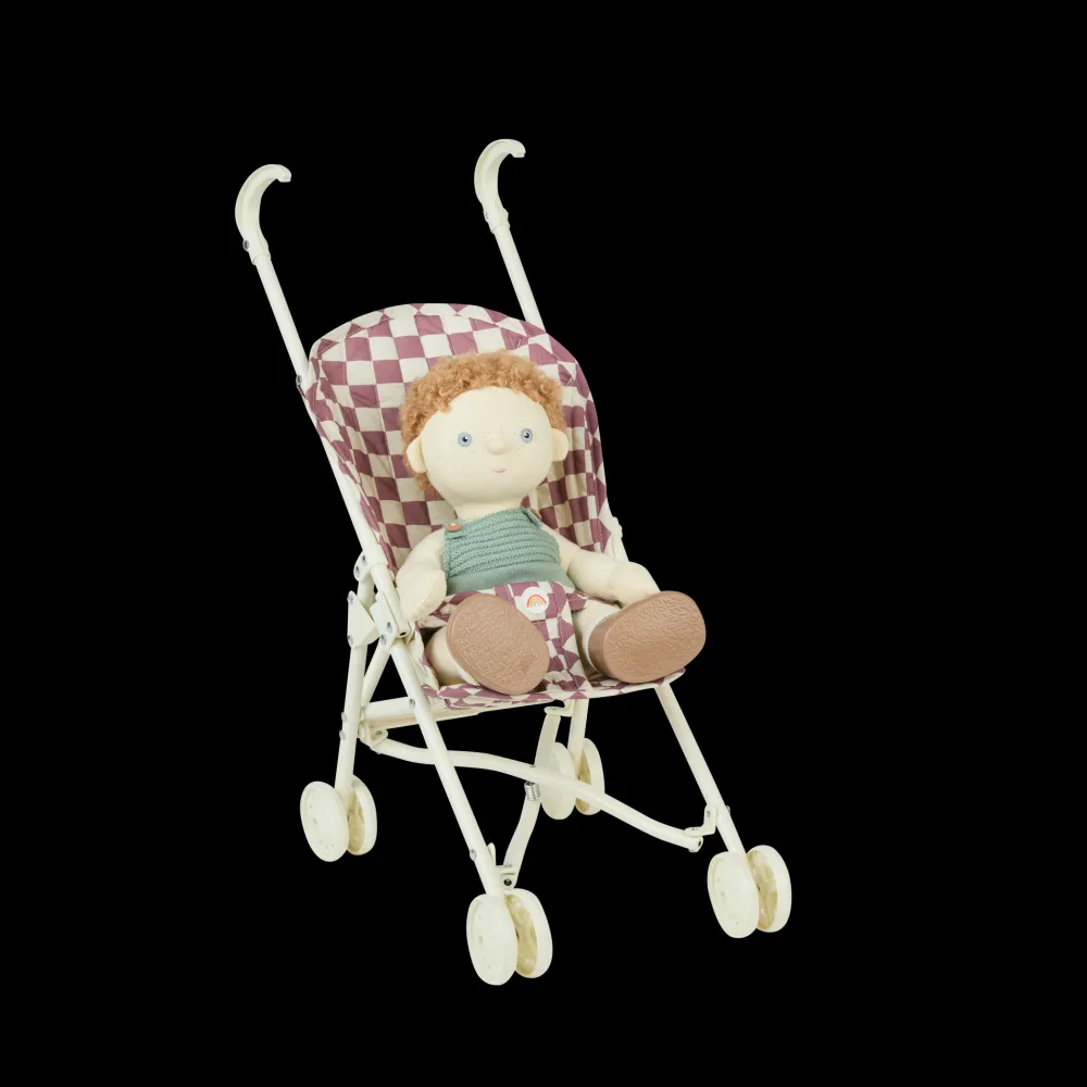 Olli Ella Indoor Play|Doll Accessories|Sollie Stroller - Plum Check