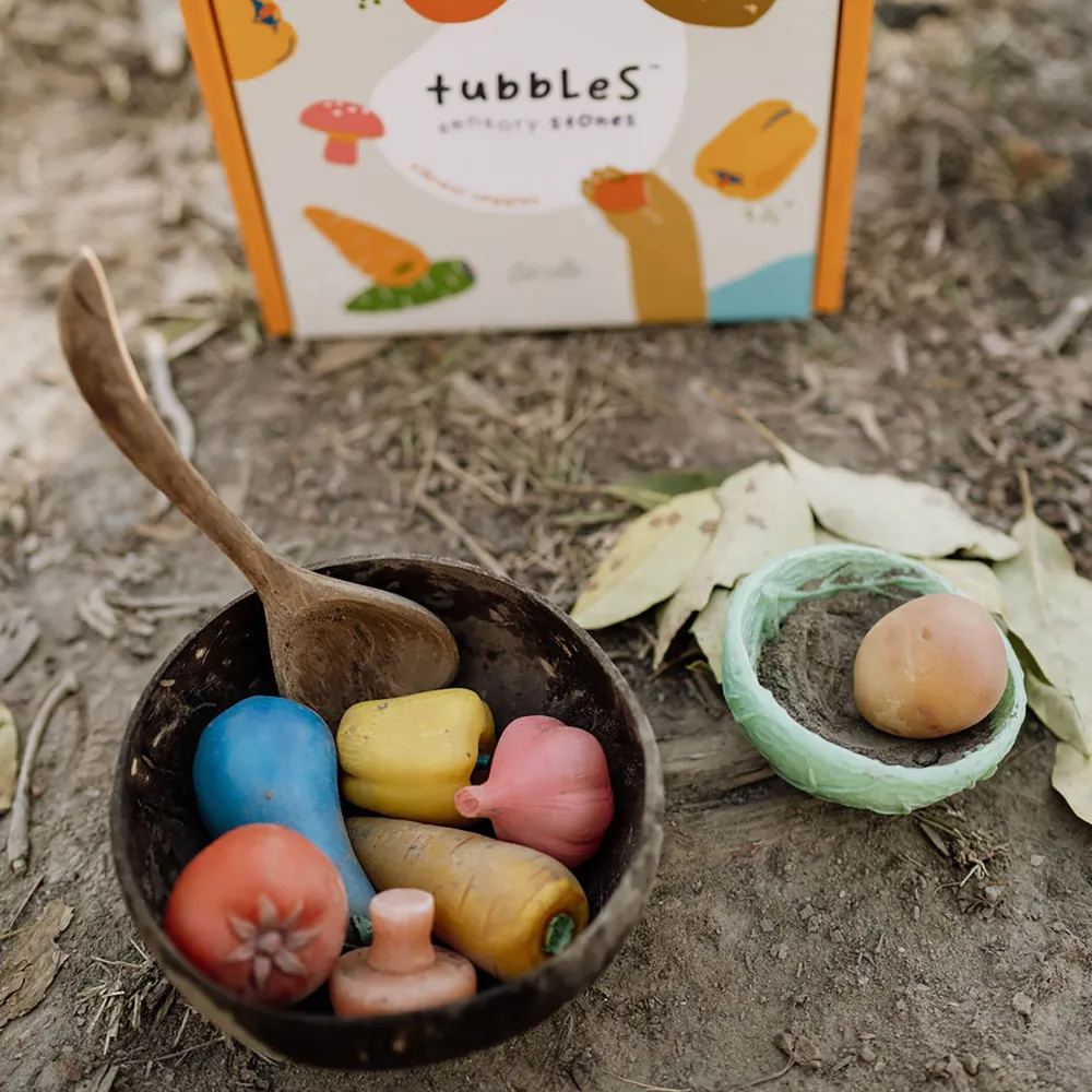 Olli Ella Craft & Activity|Outdoor Play|Tubbles - Sensory Stones - Vibrant Veggies
